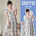 Real Shot Maternity Summer New Design V-neck Tieable Ink Painting Butterfly Loose Mid-length Dress_ecoleips.com