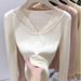 Women's French Style Low Cut Lace Slim Fit Knit Top Long Sleeve Base Layer Alluring Pure High End Sweater for Autumn Winter_ecoleips.com