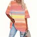 New European And American Cross-Border Round Neck Short Sleeve Gradient Color 3D Digital Print Loose Plus Size_ecoleips.com
