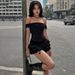 Women's 2 Piece Sexy Off Shoulder Strapless Top And Lace Panel Midi Skirt Set – Summer Resort Outfit 2026_ecoleips.com