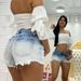 Europe And The United States Summer Gradient Denim Shorts Women's High Waist Thin Rough Edge Hot Pants_ecoleips.com