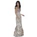 Women's Clothing Silver Tassel Sequined Bride Toast Dress Temperament Banquet High End V Neck Fishtail Evening Dress_ecoleips.com