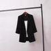 Korean Style Loose Women's Blazer Summer Thin Casual Oversized Suit Jacket With Notched Lapel & 3/4 Sleeve_ecoleips.com