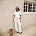 Women's Clothing Pit Strip Fashion Contrast Color Simple Style Casual Top Wide Leg Pants Suit_ecoleips.com