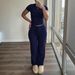 Women's Solid Color Slim Fit Pant Set Casual Sportswear Short Sleeved Drawstring Trousers European American Style Independent Amazon Store Foreign Trade_ecoleips.com