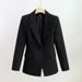Women's clothing Suit Pants Irregular Lapel Simple Black Red Jacket + Pants_ecoleips.com