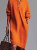 Elegant Lapel Collar Button Knitted Dress Casual Long Sleeve Ribbed Solid Midi Dress Fall Winter Fashion Draped Sweater Dresses_ecoleips.com