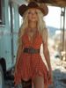 Vintage Retro Western Cowboy-Style Casual Plaid Mini Dress_ecoleips.com