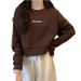 European American Foreign Trade Real Shot Hoodless Short Sweatshirt Women, Loose Versatile, Thin Pullover With Printed_ecoleips.com