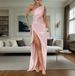 Elegant Split Neck Sleeveless Bodycon Dress For Women – Sexy A-Line Evening Gown With High Slit, Stretchy Polyester Spandex, Ice Cream Colors_ecoleips.com