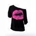 Women's Clothing 80s Modal Print Lip Print Off-Shoulder Halloween Costume T-Shirt Regular Fit_ecoleips.com