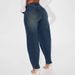 Retro Washed Denim Culottes For Women – Relaxed Harem Pants With Button Detail (S-XXL)_ecoleips.com