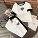 Women's Heart Shaped Rose Print Summer Set Short Sleeved T-Shirt And Sweatpants Two Piece Breathable Comfortable Clothing_ecoleips.com