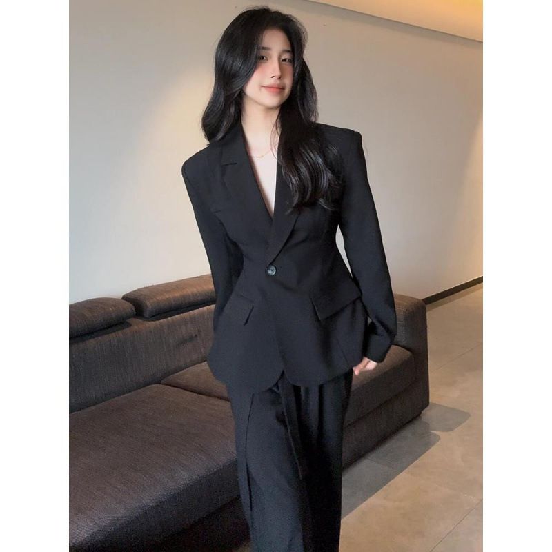 French-style Niche Hepburn-inspired Black Blazer, Casual Professional Look, Elegant And Sophisticated, Waist-cinching_ecoleips.com