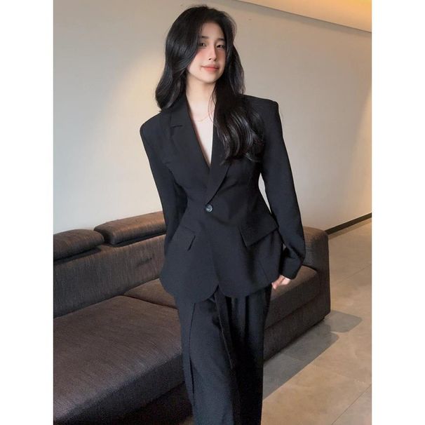 French-style Niche Hepburn-inspired Black Blazer, Casual Professional Look, Elegant And Sophisticated, Waist-cinching_ecoleips.com