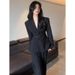 French-style Niche Hepburn-inspired Black Blazer, Casual Professional Look, Elegant And Sophisticated, Waist-cinching_ecoleips.com