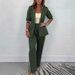Foreign Trade New European And American Cross-Border Loose Lapel Striped Blazer Fashion Two-Piece Women's Suit_ecoleips.com