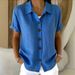 Women's Solid Color Collared Shirt Button Down Casual Loose Fit Short Sleeve T-Shirt Spring/Summer Top For Comfortable Wear_ecoleips.com