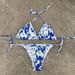 2026 Women's Swimsuit Fashion Silk Star Same Style Seaside Pool Printed High Waist Strap Bikini_ecoleips.com