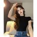 Korean Fashion Basic Crop Top Lady Short Sleeve Crewneck Skinny T-shirt Summer Tee For Women Vintage Top Harajuku Y2k Streetwear_ecoleips.com