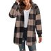 Women's Plaid Fleece Hooded Longline Cardigan Coat – Warm Loose Fit Oversized Outerwear For Autumn Winter_ecoleips.com
