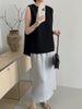 K Design Sense: Back Slit Round Neck Vest, Women's Casual Commuting Versatile Sleeveless Top_ecoleips.com