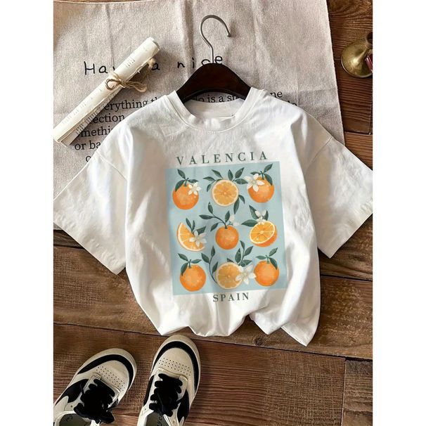 In Stock Round Neck Short Sleeve Lemon Print Summer New Comfortable T-Shirt Hot Sale_ecoleips.com