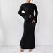 European And American Style 2025 Fall/Winter New Women's Fashion Round Neck Flared Long Sleeve Slim Fit Bodycon_ecoleips.com