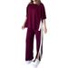 2025 Spring Summer Women's Clothing Color-Block Short Sleeve T-Shirt Casual Homewear Set_ecoleips.com