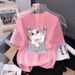 Summer Kitten Short Sleeve T-Shirt For Women Pure Cotton Unique Design Versatile Youthful Style Half Sleeve Top_ecoleips.com