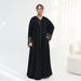 Voya Women's Abaya Dress - Double-Layered Flared Sleeves With Embroidered Cuffs - Premium Modest Maxi Dress, Elegant Evening & Occasion Wear_ecoleips.com