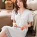 Sexy Chest Pad Lace Mesh Thin Silk Pajamas Loungewear_ecoleips.com