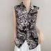 Women's Sleeveless Shirt Satin 3D Digital Print Elegant Top Loose Fit Versatile Retro Style New 2026 Cross Border_ecoleips.com