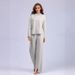 Autumn/Winter Loose-Fitting Solid Color Sweater And Knit Wide-Leg Pants Set With Slits_ecoleips.com