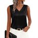 Women's Clothing Satin Camisole Top - Elegant V-Neck Sleeveless Blouse For Casual Wear_ecoleips.com
