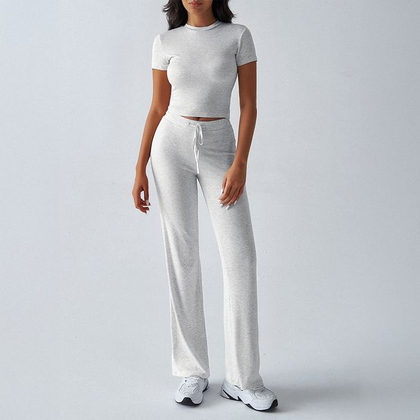 Voya Women's Foreign Trade European And American Women's 2026 Spring Summer Elegant Solid Color Round Neck Urban 2-Piece Set_ecoleips.com