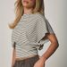 European And American Women's Clothing Spring And Summer New Fashion Street Casual Versatile Short-sleeved Striped Waist Short Top_ecoleips.com