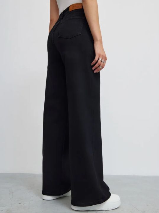 Women's High-Waisted Flared Jeans – Stretch Cotton Denim With Vintage Wash_ecoleips.com