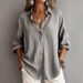 Women's Clothing Women's Fall Long Sleeve Shirt Collared Casual Loose Fit Solid Color Top Blouse_ecoleips.com