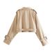 Women’s Clothing Lace Up Two Button V Neck British Style Loose Top Short Cut Long Sleeved Windbreaker Fashionable And Versatile_ecoleips.com