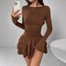 Women's Slim Fit Long Sleeve Dress High End European American Style Solid Color Autumn Winter New Clothing by Amazon Cross Border_ecoleips.com