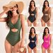 Women's Clothing One Piece Swimsuit Solid Color Cross Wrapped Swimsuit Pleated High Waist Swimsuit Swimsuit_ecoleips.com