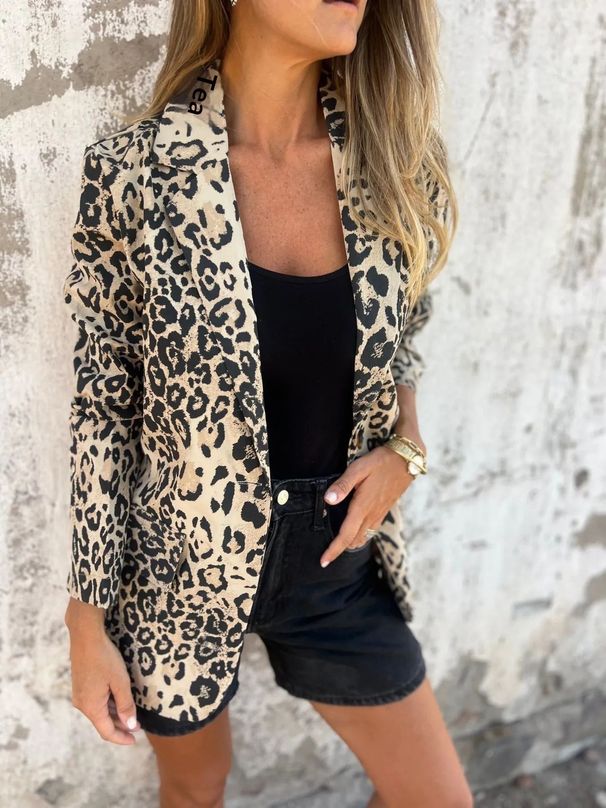 , , Wish: European And American Autumn Fashion Trend Leopard Print Stylish Commuter Blazer_ecoleips.com