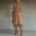 New European And American Cross-Border Independent Station High Collar Suede Retro Loose Pocket Tassel Sleeve Dress Long_ecoleips.com