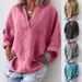 Women's Clothing Women's V Neck Long Sleeve Pullover Shirt Style Long Sleeve For Formal & Casual For Women_ecoleips.com