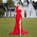 Women's Clothing New Elegant Sexy One Shoulder Slit Party Dress Sequined Bow Celebrity Party Evening Dress_ecoleips.com