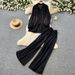 Women’s Oversized Blouse & Wide-Leg Pants Set – Autumn Casual Linen Two-Piece Outfit (6 Colors, One Size)_ecoleips.com