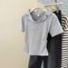 Women's Clothing Short Sleeved T Shirt Women's Summer New Niche Waist Straight Shoulder Slimming Short Top_ecoleips.com