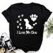 European And American Cross-border Foreign Trade Clothing Animal Paw Print Round Neck Printed Women's Short-sleeve_ecoleips.com