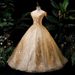 Women's Clothing evening dress female solo performance costumes puffy skirt long annual meeting host golden dress_ecoleips.com